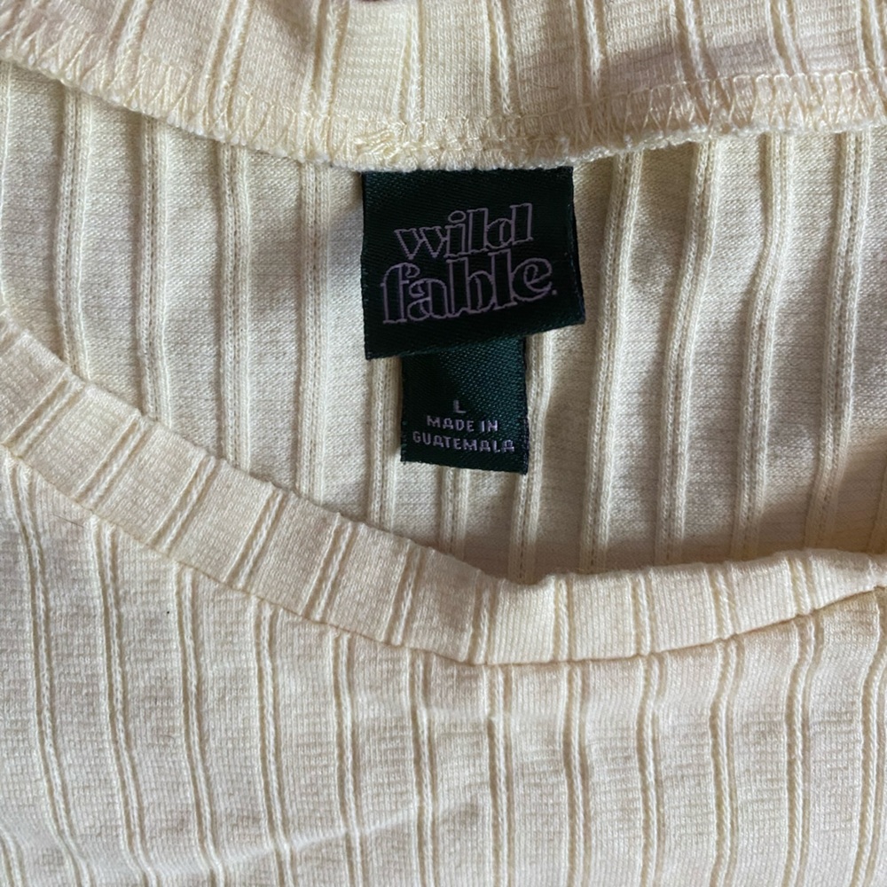 Pale Yellow Ribbed Crop Top - Picture 2 of 2